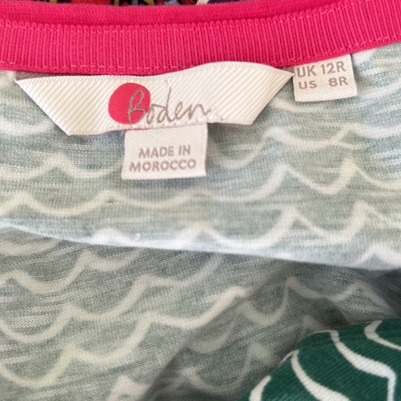 Boden Green Pink Wavy Striped Knit Day Dress - 8 - Picture 11 of 14
